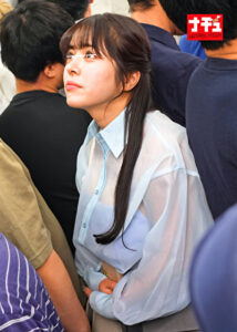 電車の中でインナーを抜き取られ透け巨乳を見られる羞恥で抵抗できないシアーシャツ女子 2